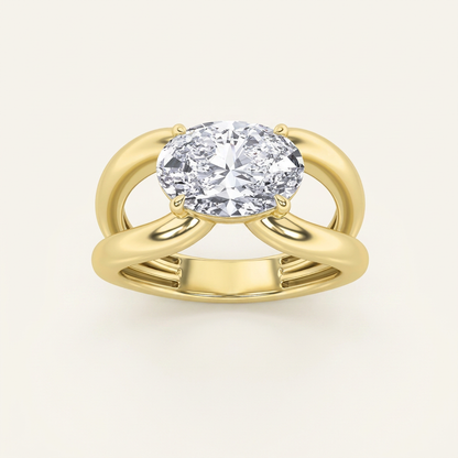 2CT Oval Cut Lab Grown Diamond Solitaire Ring