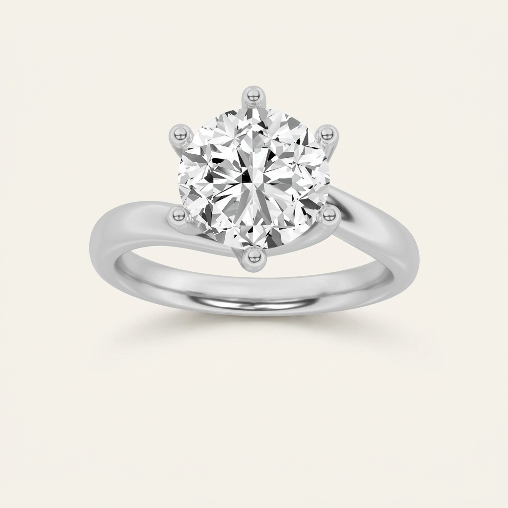 2CT Round Cut Lab Grown Diamond Solitaire Ring