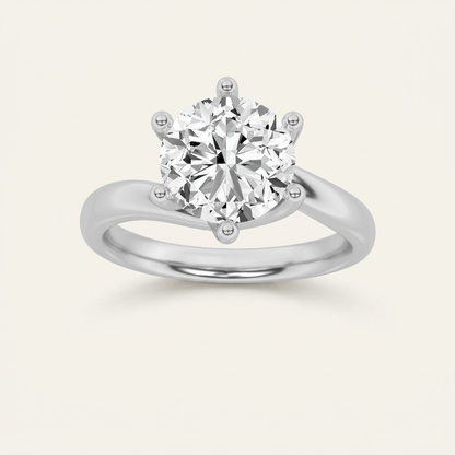 2CT Round Cut Lab Grown Diamond Solitaire Ring