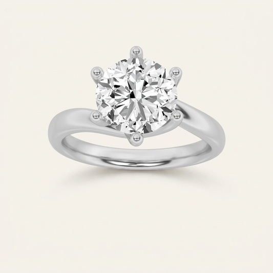 2CT Round Cut Lab Grown Diamond Solitaire Ring