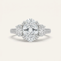 3CT Oval Cut Lab Grown Diamond Three Stone Engagement Ring