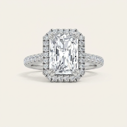 3CT Radiant Cut Lab Grown Diamond Halo Engagement Ring