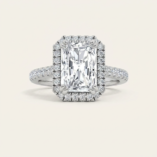 3CT Radiant Cut Lab Grown Diamond Halo Engagement Ring