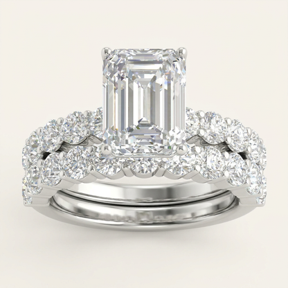 6.00CT Emerald Cut Lab Grown Diamond Bridal Set