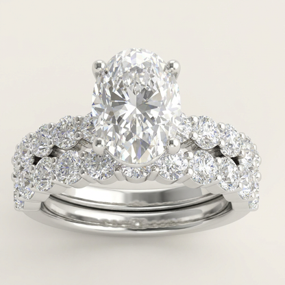 6.00CT Oval Cut Lab Grown Diamond Bridal Set