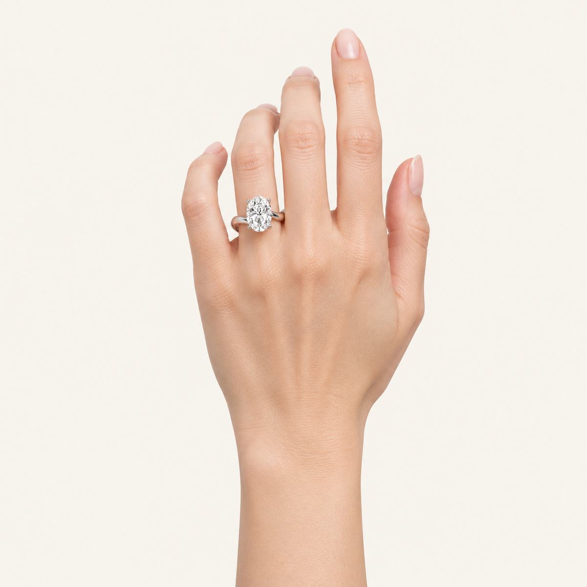 3CT Oval Cut Lab Grown Diamond Solitaire Ring