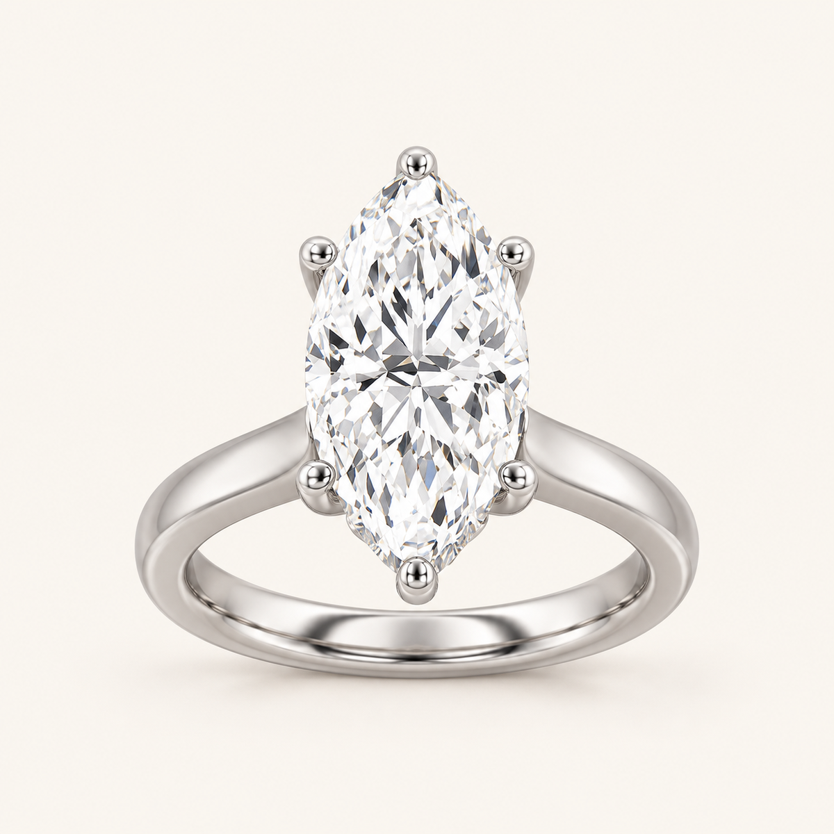 4CT Marquise Cut Lab Grown Diamond Solitaire Ring