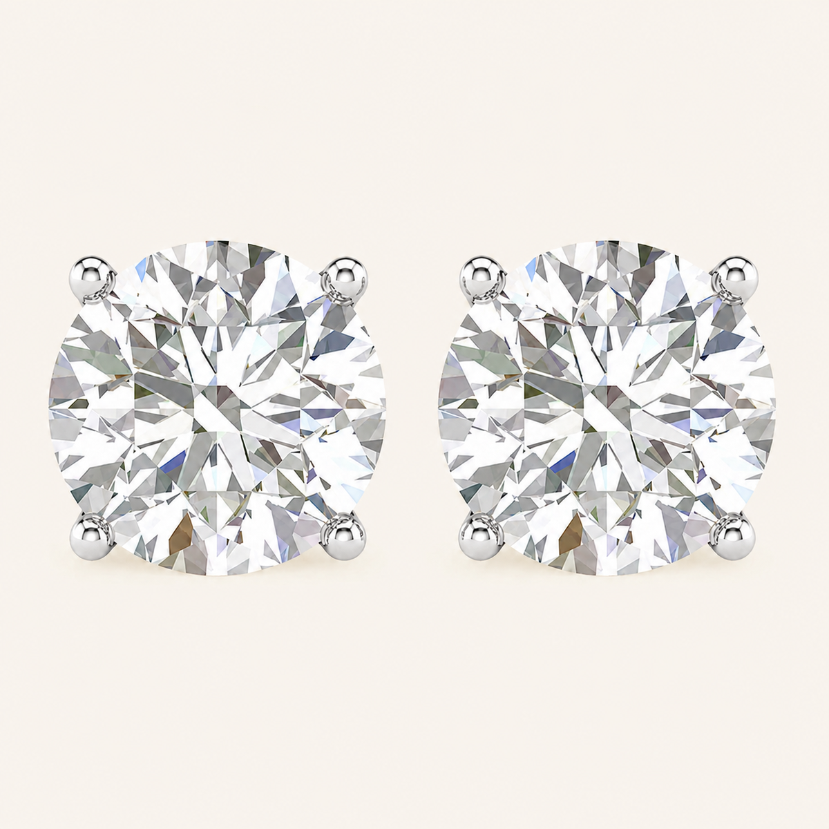 2CT Round Cut Certified Lab Grown Diamond Earrings