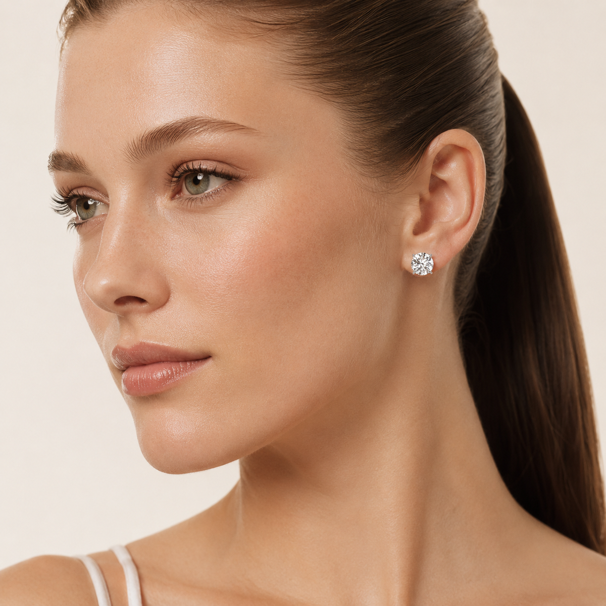 0.75CT Round Cut Lab Grown Diamond Earrings