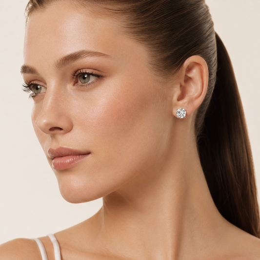 0.75CT Round Cut Lab Grown Diamond Earrings