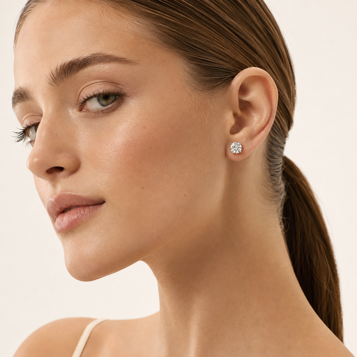 1.00CT Round Cut Lab Grown Diamond Earrings