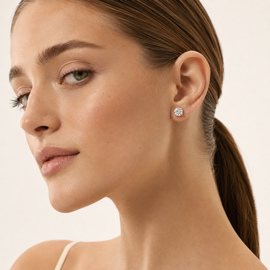 1.00CT Round Cut Lab Grown Diamond Earrings