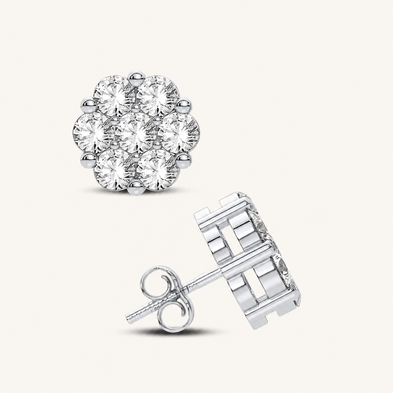 1.00CT Round Cut Lab Grown Diamond Earrings