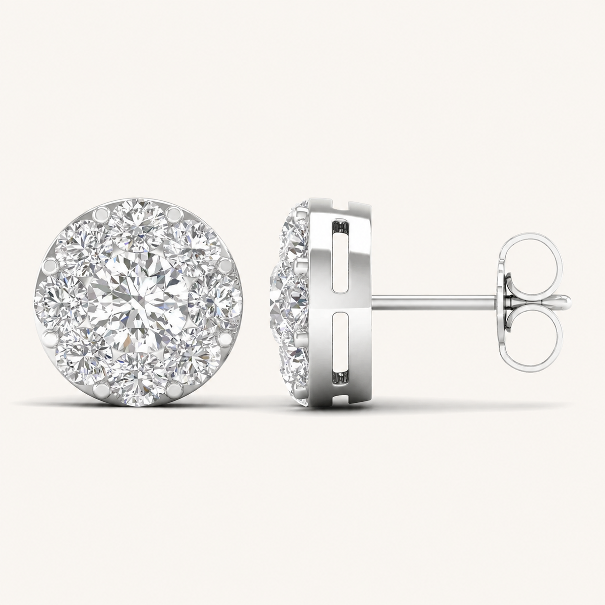 2.28CT Round Cut Lab Grown Diamond Earrings