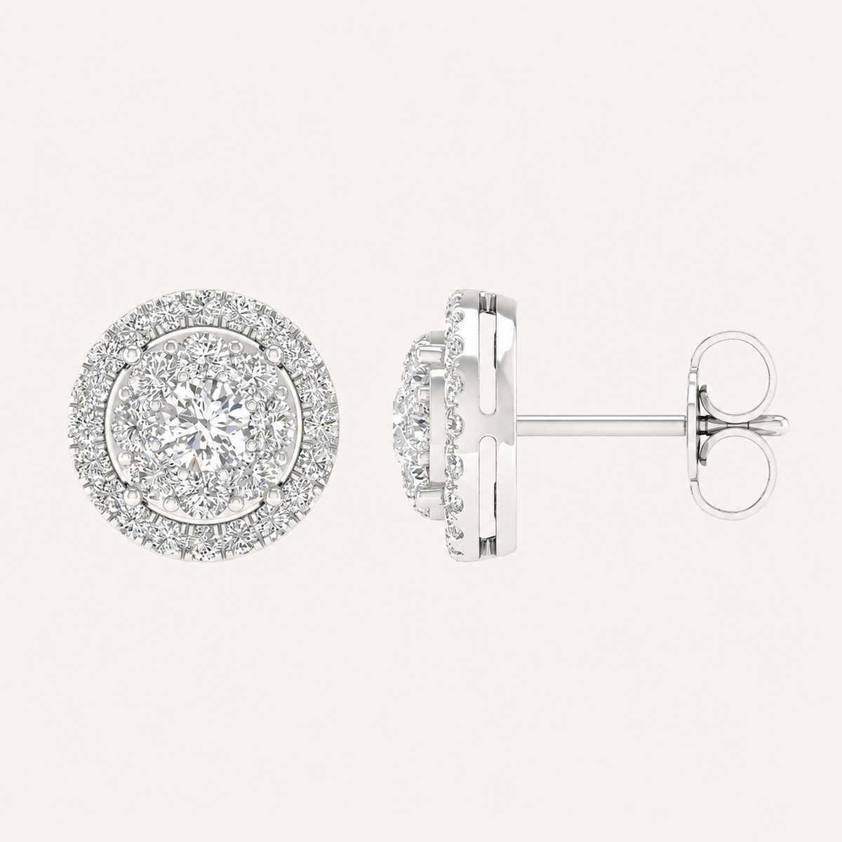 1CT Round Cut Lab Grown Diamond Earrings