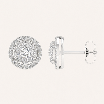 1CT Round Cut Lab Grown Diamond Earrings