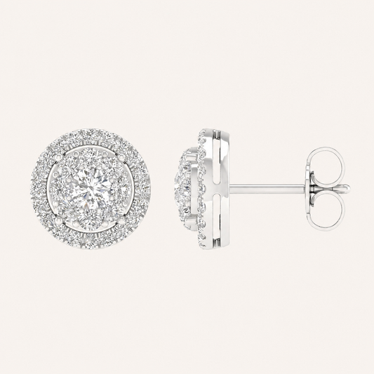 1CT Round Cut Lab Grown Diamond Earrings