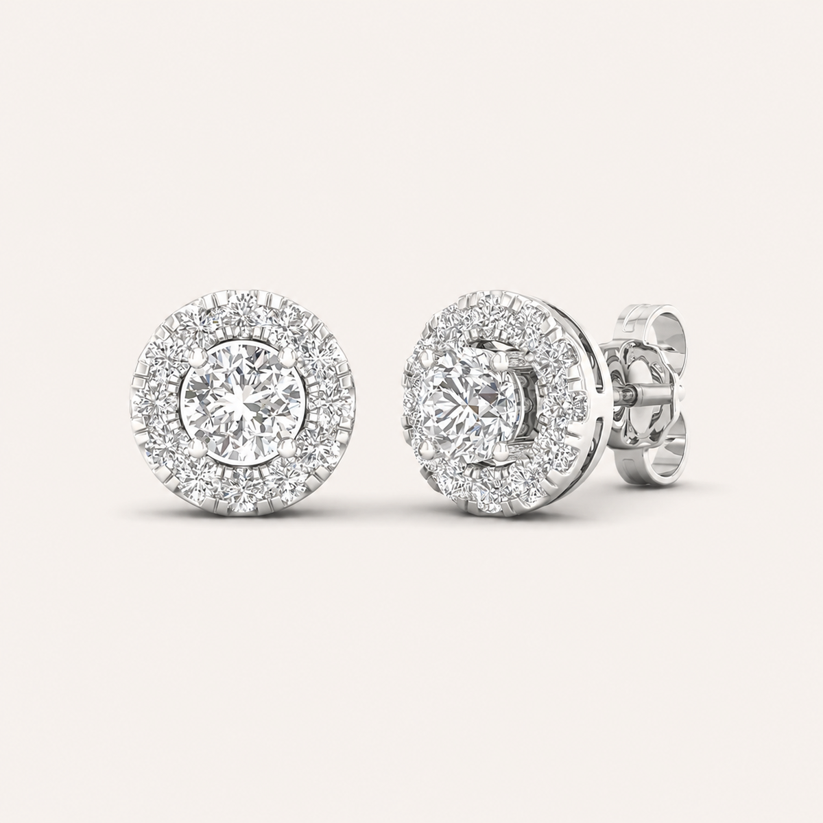 1CT Round Cut Lab Grown Diamond Earrings