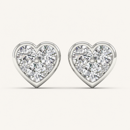 1.00CT Heart Cut Lab Grown Diamond Earrings