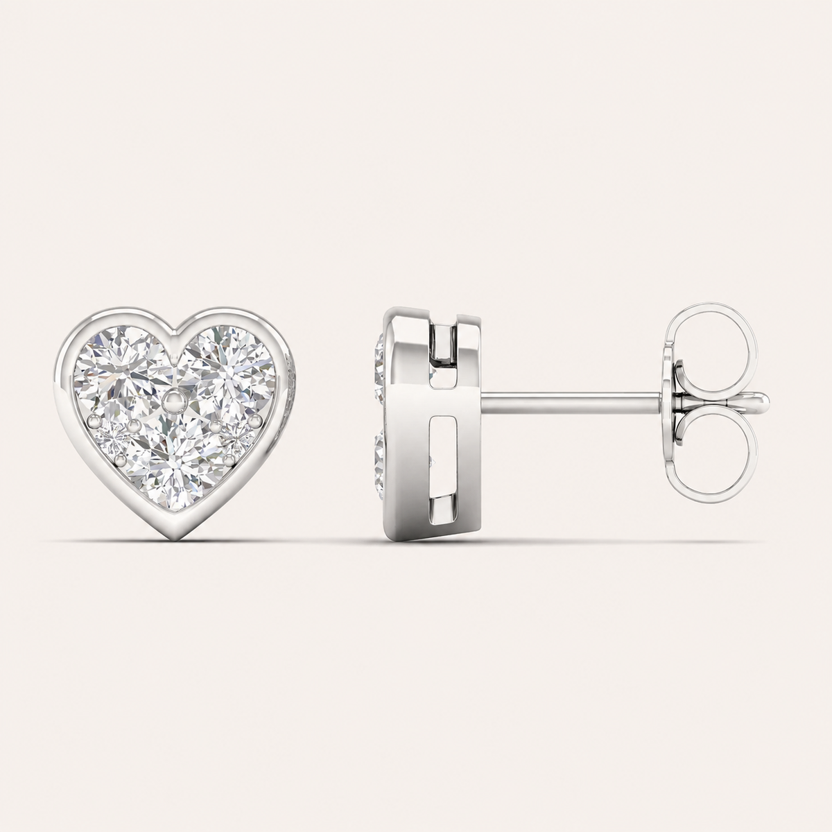 1.00CT Heart Cut Lab Grown Diamond Earrings