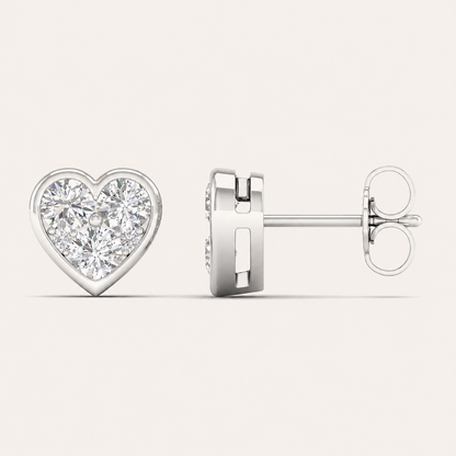 1.00CT Heart Cut Lab Grown Diamond Earrings
