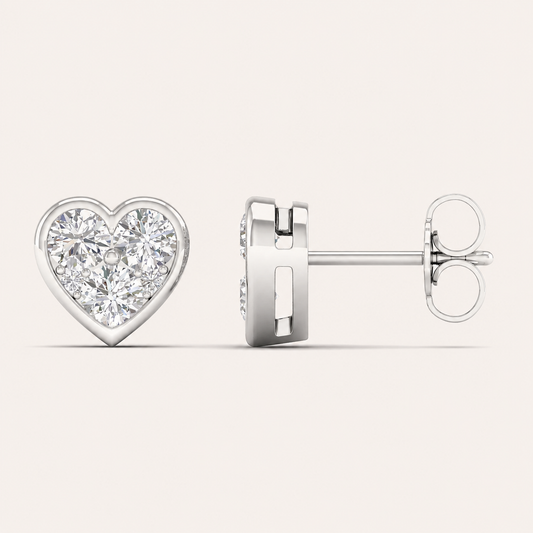 1.00CT Heart Cut Lab Grown Diamond Earrings