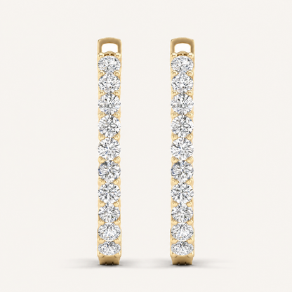 2.00CT Round Cut Lab Grown Diamond Hoop Earrings