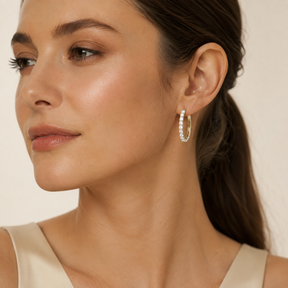 2.00CT Round Cut Lab Grown Diamond Hoop Earrings