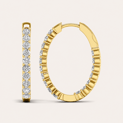 2.00CT Round Cut Lab Grown Diamond Hoop Earrings