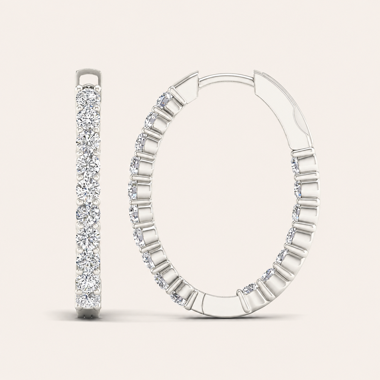 2.00 CT Round Lab Grown Diamond Hoop Earrings