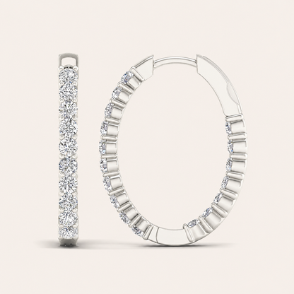 2.00 CT Round Lab Grown Diamond Hoop Earrings
