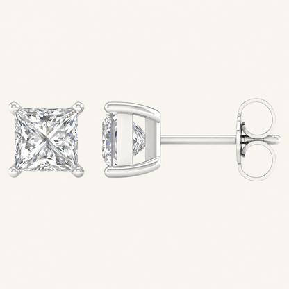 0.50CT Princess Cut Lab Grown Diamond Stud Earrings
