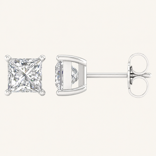 0.50CT Princess Cut Lab Grown Diamond Stud Earrings