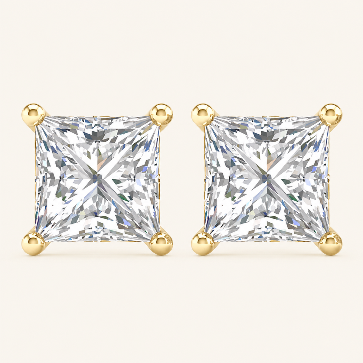 0.50CT Princess Cut Lab Grown Diamond Stud Earrings