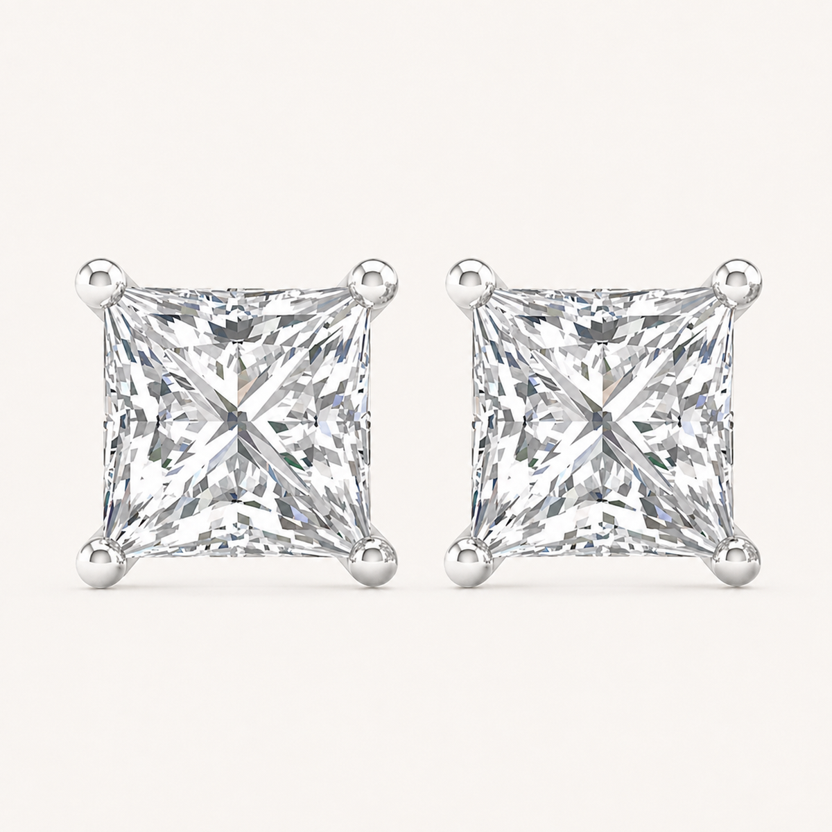 0.50CT Princess Cut Lab Grown Diamond Stud Earrings