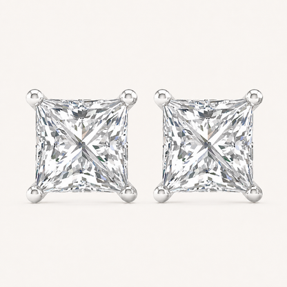 0.50CT Princess Cut Lab Grown Diamond Stud Earrings