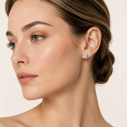 0.50CT Princess Cut Lab Grown Diamond Stud Earrings