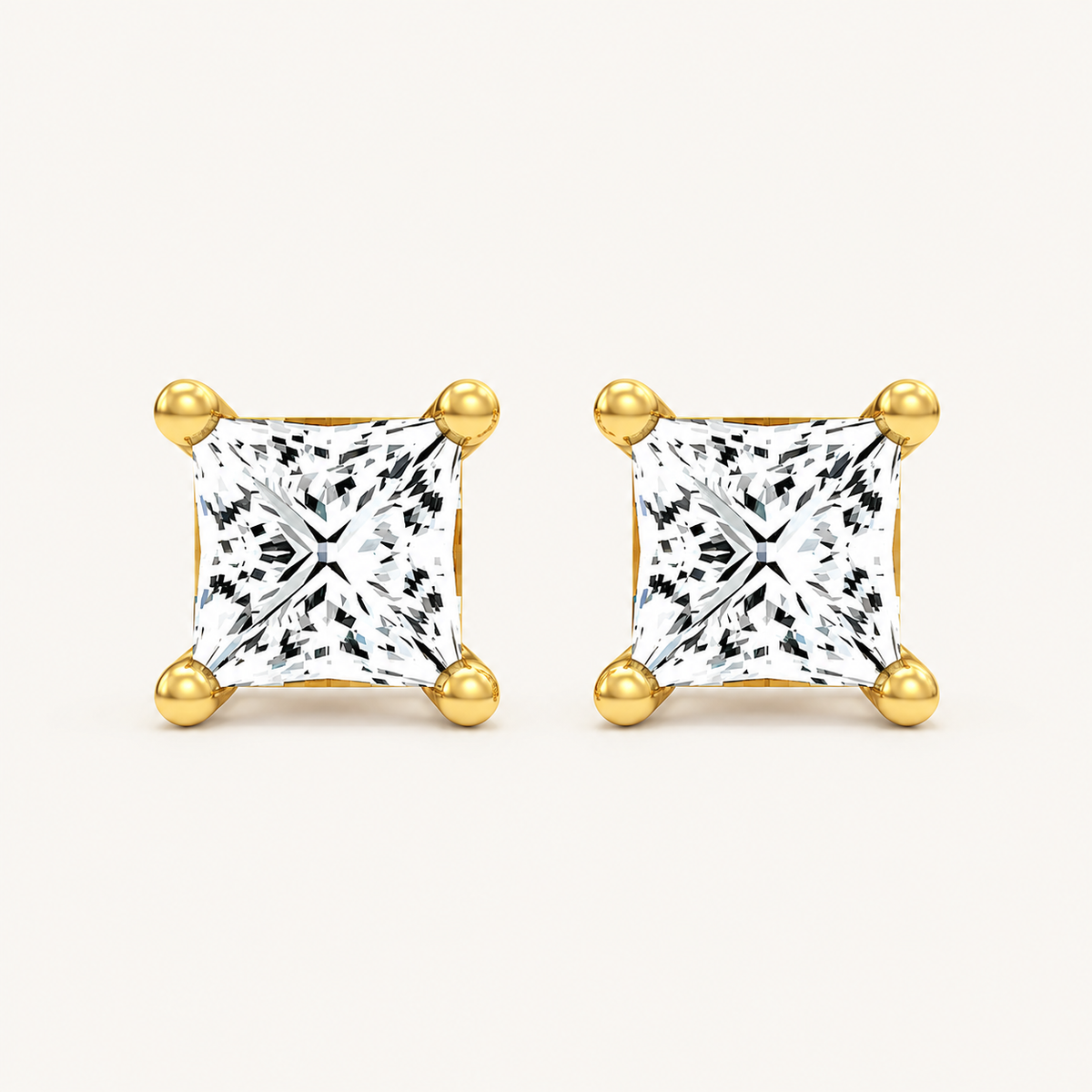 2.00 CT Princess Cut Lab Diamond  Diamond Earrings