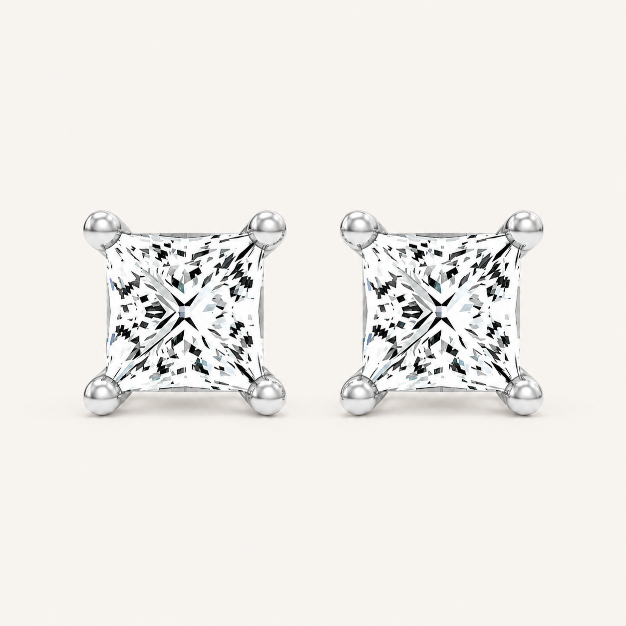 2.00 CT Princess Cut Lab Diamond  Diamond Earrings