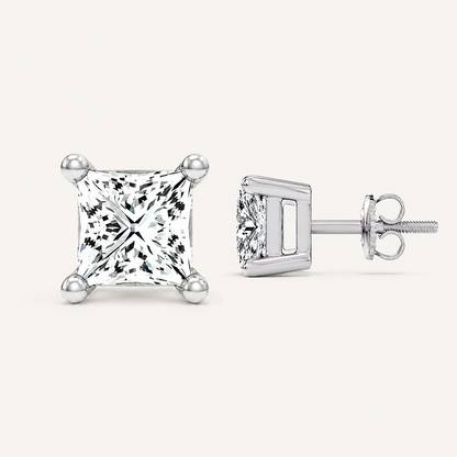 2.00 CT Princess Cut Lab Diamond  Diamond Earrings