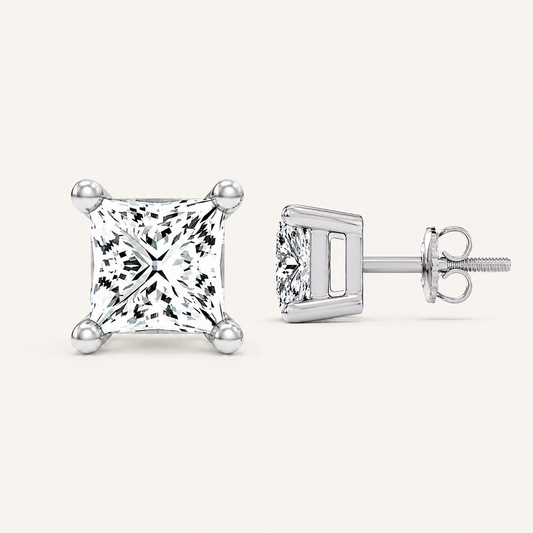 2.00 CT Princess Cut Lab Diamond  Diamond Earrings