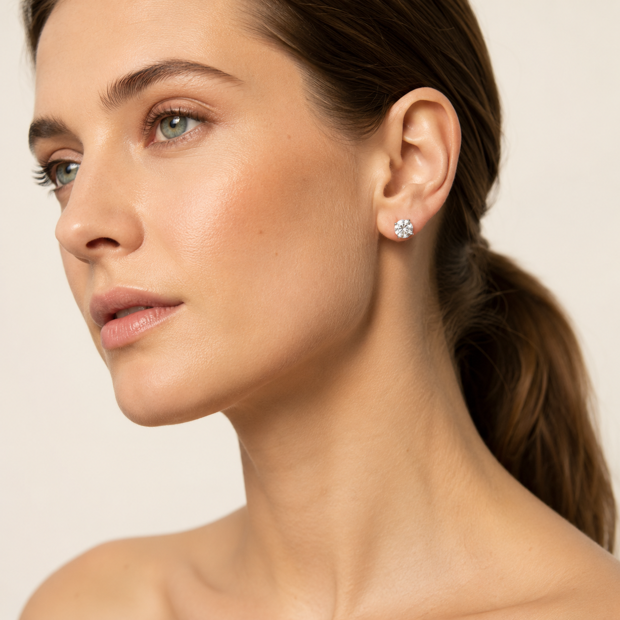 1.00CT Round Cut Lab Grown Diamond Earring