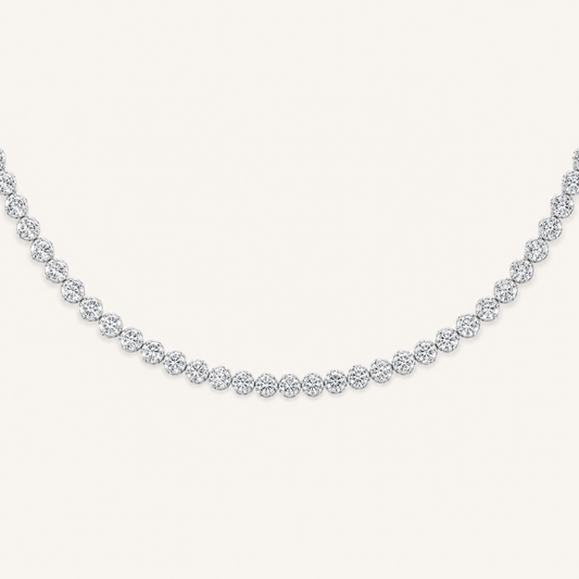 15CT Round Cut Lab Grown Diamond Tennis Necklace