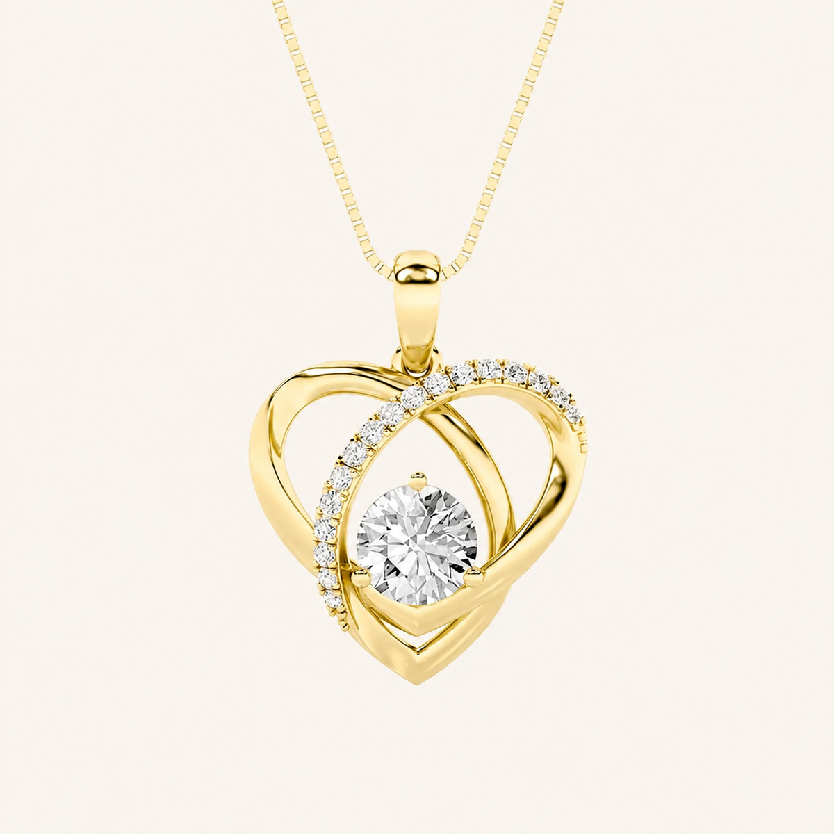 1.5CT Round Cut Lab Grown Diaond Heart Pendant Necklace