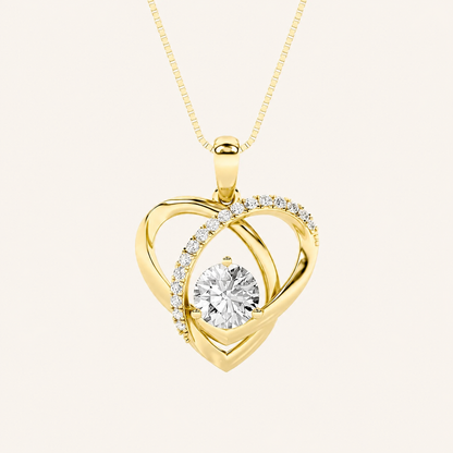 1.5CT Round Cut Lab Grown Diaond Heart Pendant Necklace