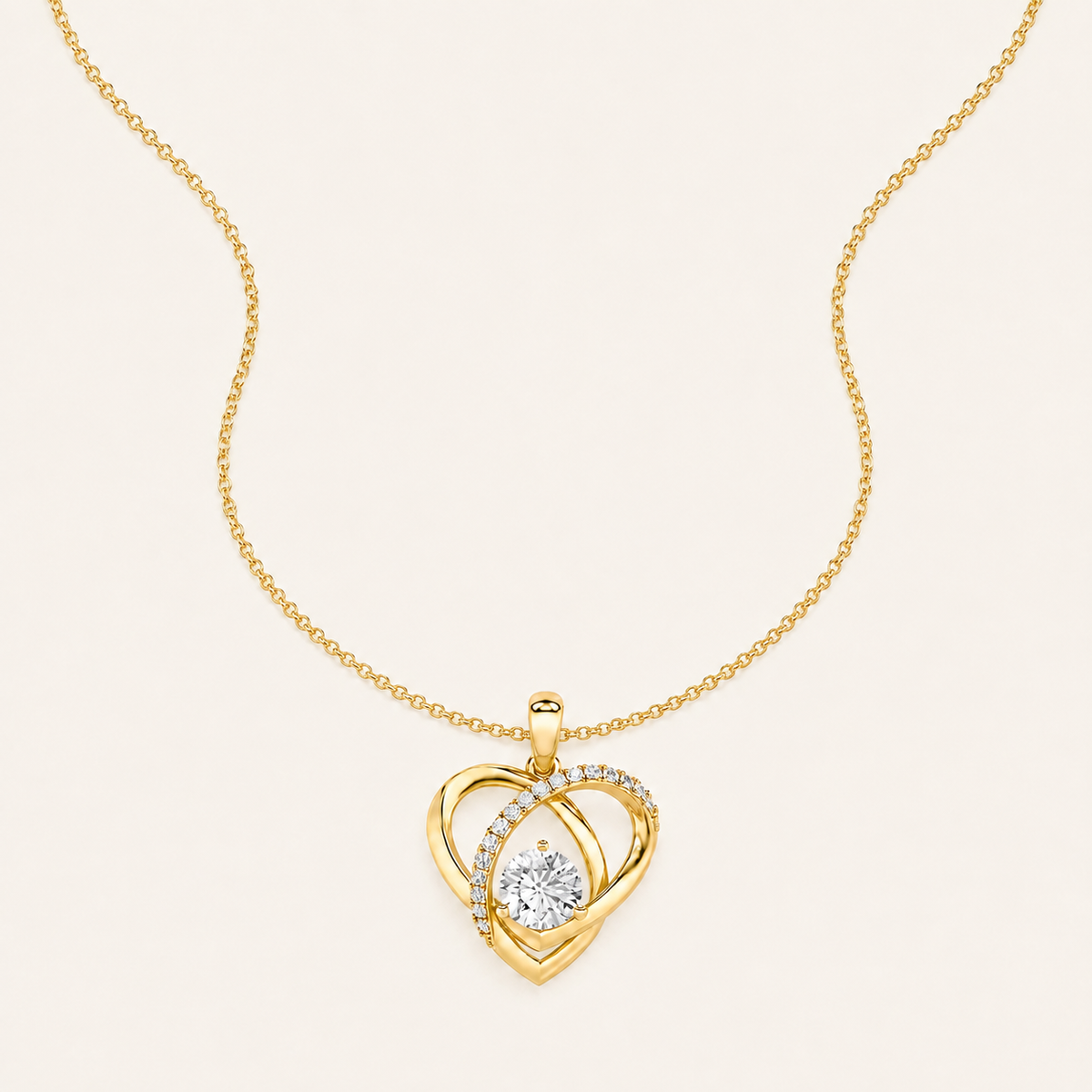 1.5CT Round Cut Lab Grown Diaond Heart Pendant Necklace