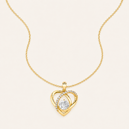 1.5CT Round Cut Lab Grown Diaond Heart Pendant Necklace