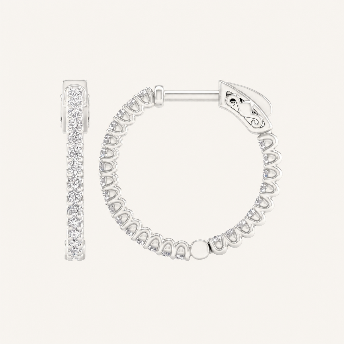 0.50CT Round Cut Lab Grown Diamond Hoop Earring