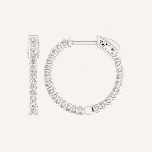 0.50CT Round Cut Lab Grown Diamond Hoop Earring