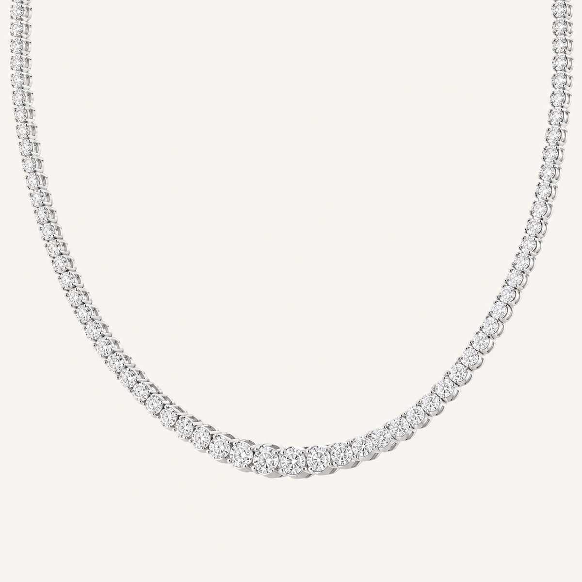7CT Round Cut Lab Grown Diamond Graduating Half Riviera Tennis Necklace